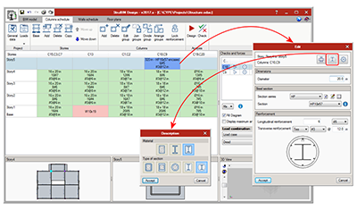 Concrete and steel composite columns