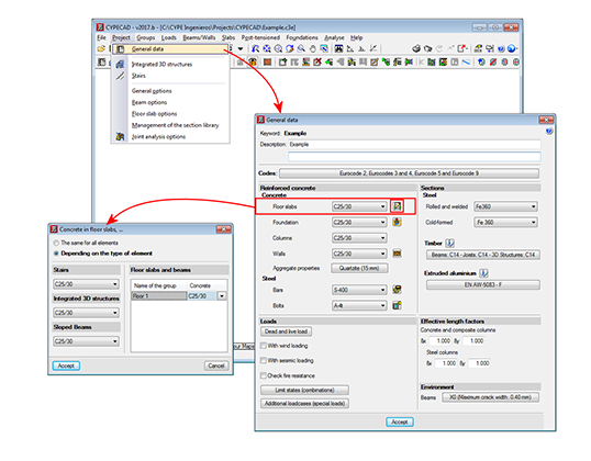 Concrete for floor slabs, stirs, integrated 3D structures and sloped beams
