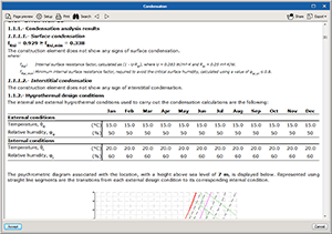 Surface and interstitial condensation check in accordance with ISO 13788