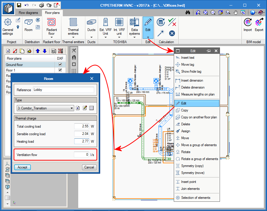CYPETHERM HVAC. Ventilation flow rates