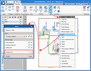 CYPETHERM HVAC. Ventilation flow rates. Click to enlarge the image