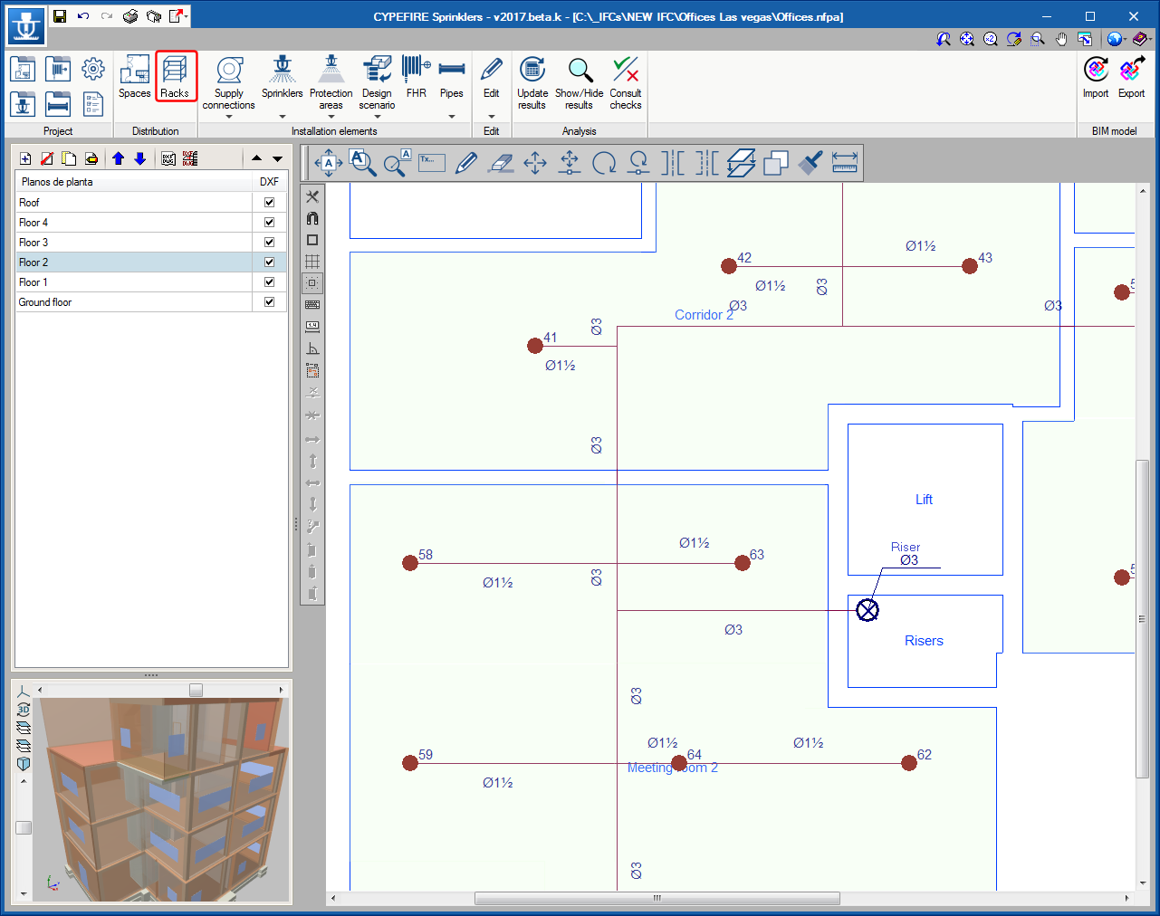 CYPEFIRE Sprinklers. Racks
