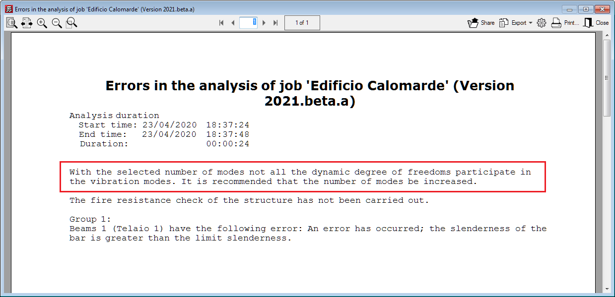 CYPECAD. The analysis is not interrupted