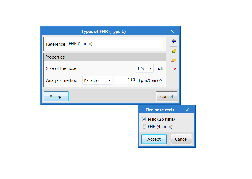 CYPEFIRE Hydraulic Systems. Predefined library of fire hose reels