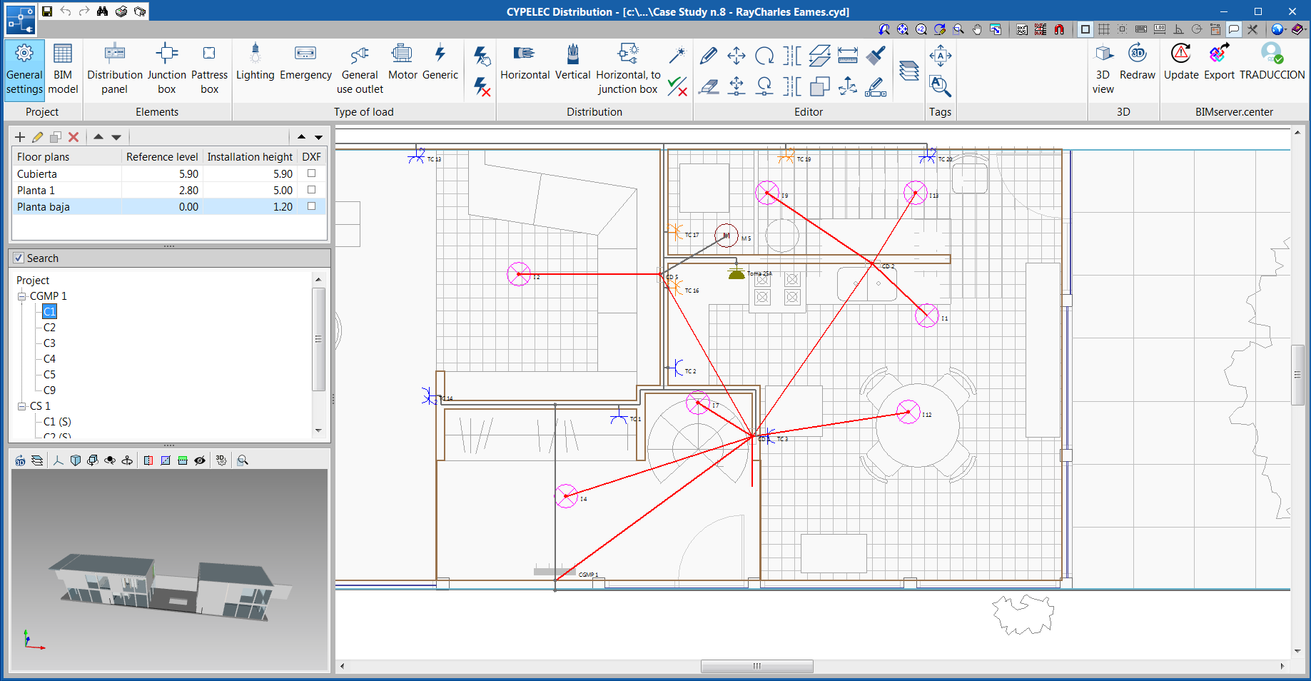 CYPELEC Distribution. View of the circuit distribution