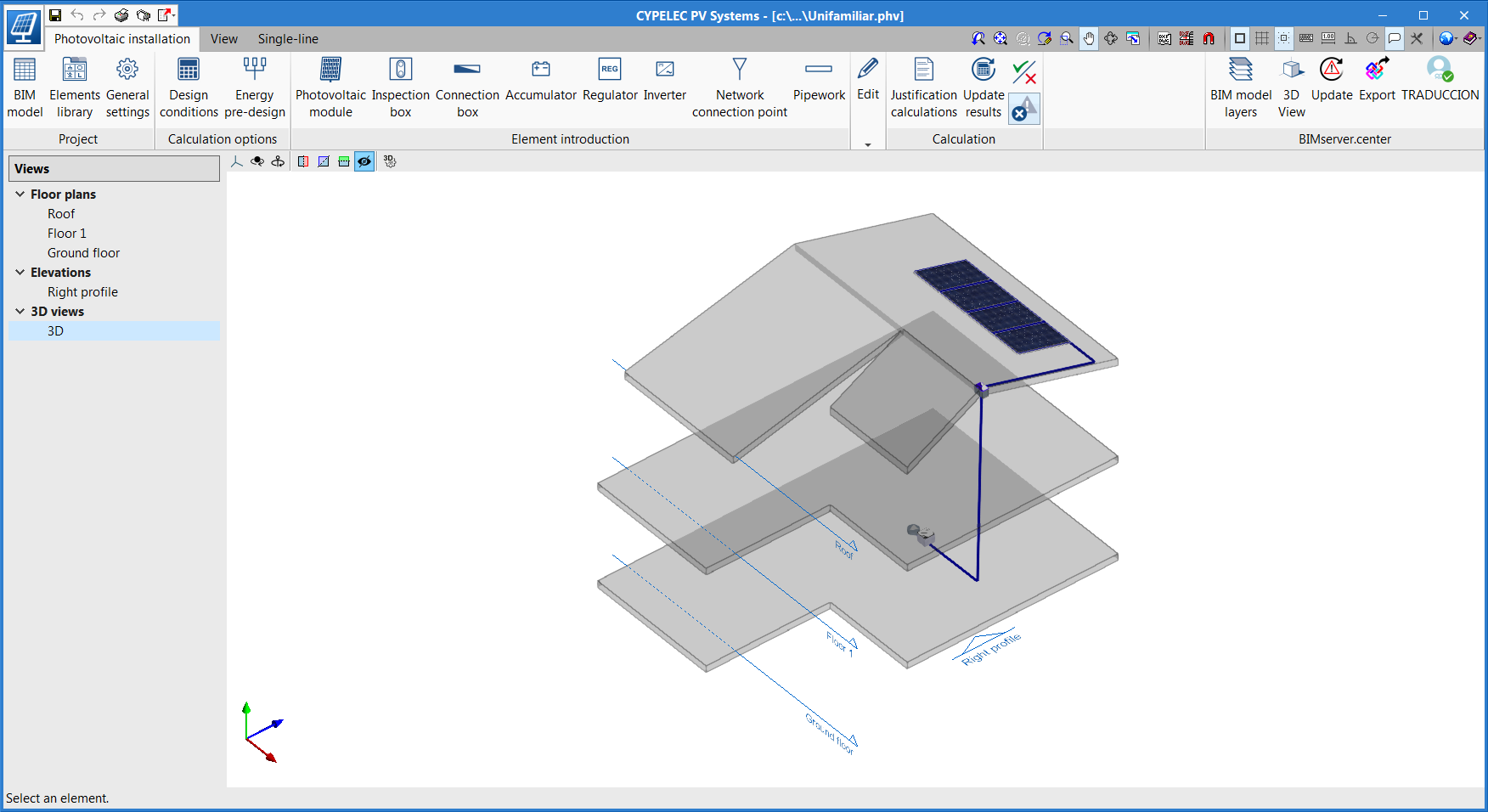 CYPELEC PV Systems. New project example for a single-family home