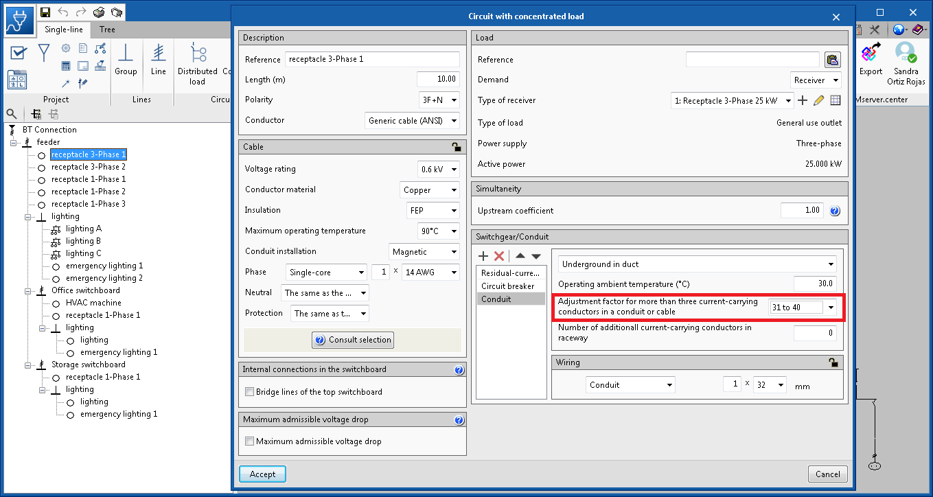 CYPELEC CORE AND CYPELEC RETIE. Adjustment factors for more than three current-carrying conductors in the same conduit