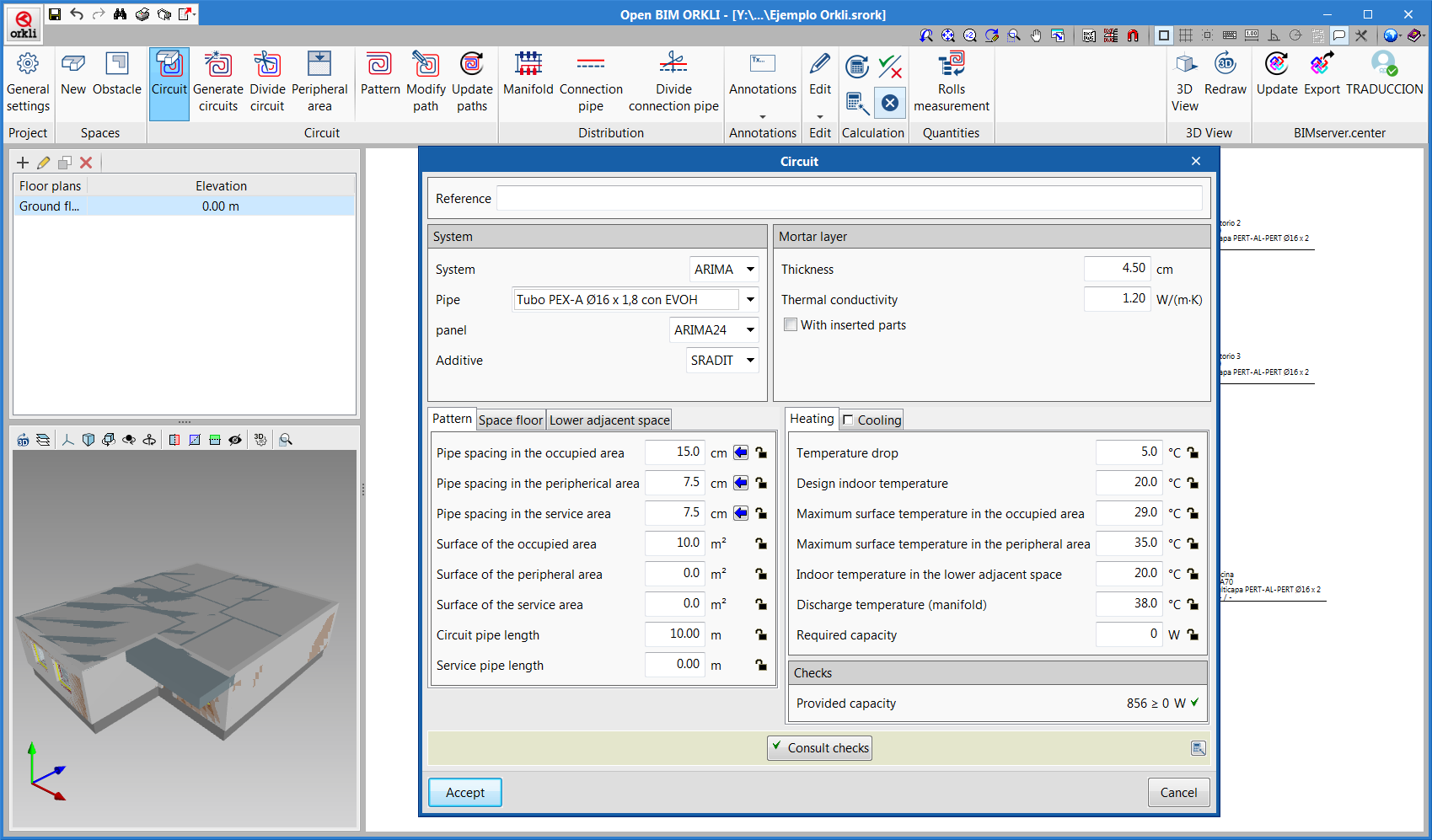 Open BIM ORKLI. "MARA" radiant floor system