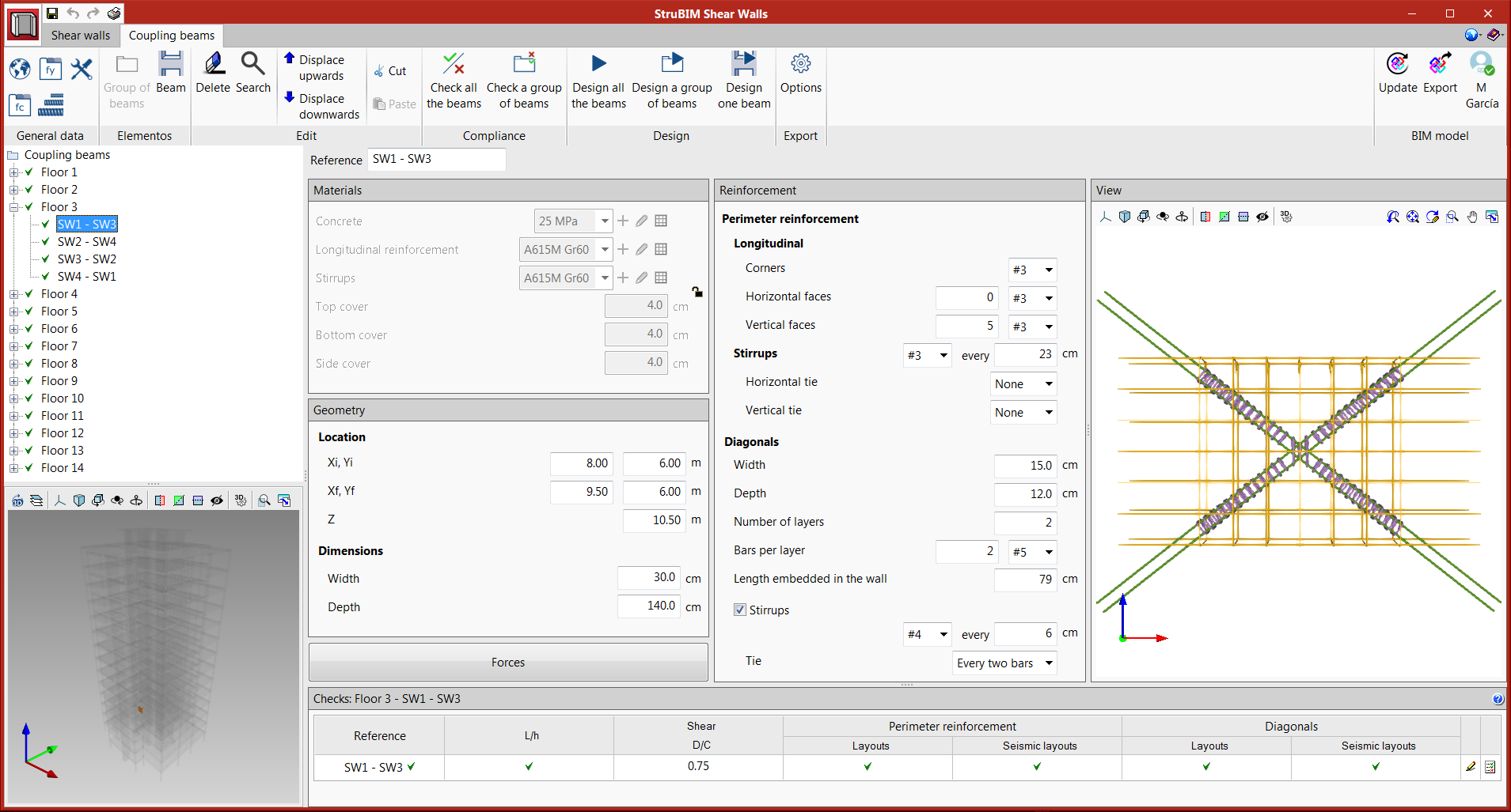 StruBIM Design Coupling Beams