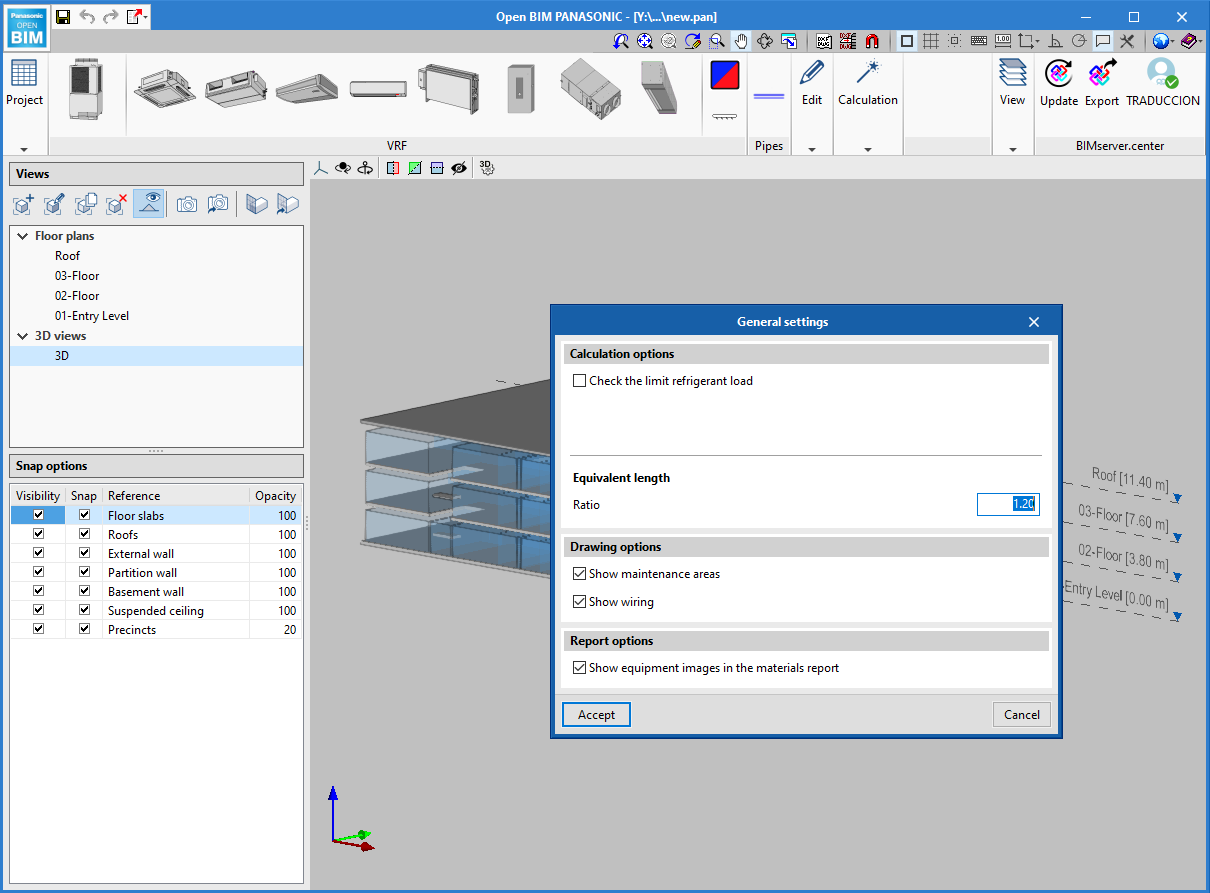 Open BIM PANASONIC. View of the maintenance space