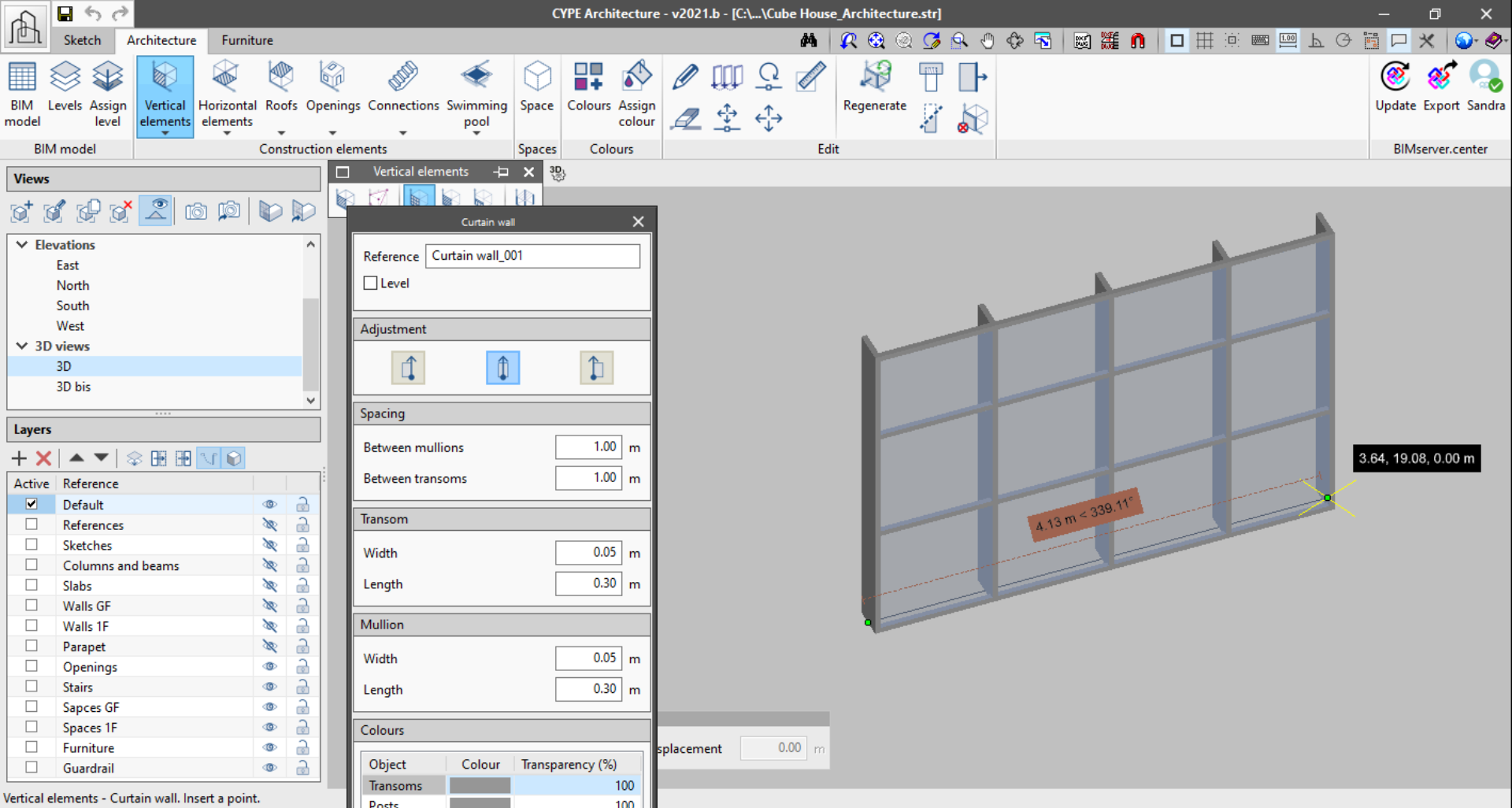 CYPE Architecture. Improved "Curtain wall" functionality