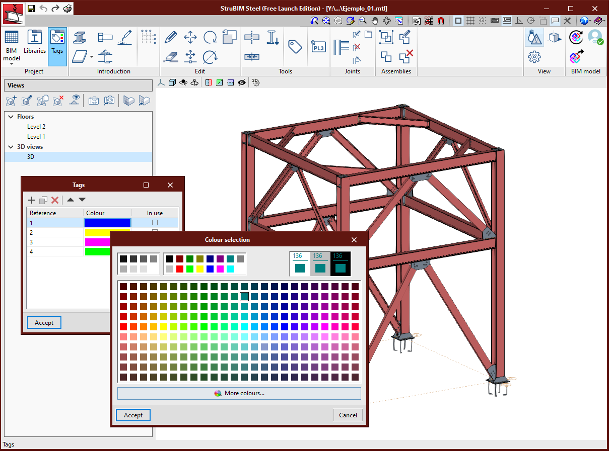 StruBIM Steel. Assign colours by tag