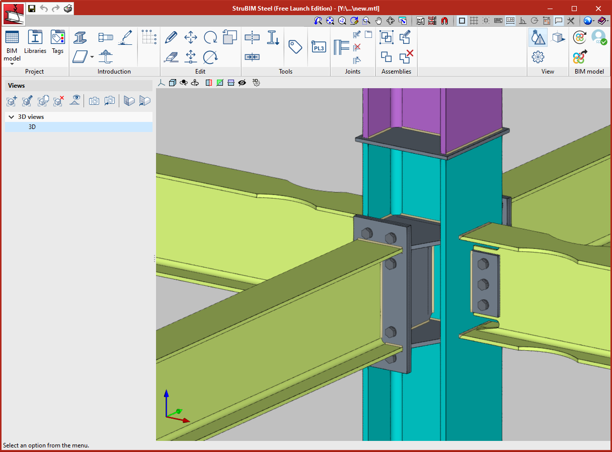 StruBIM Steel. New types of connections. Moment connection with reduced beam section