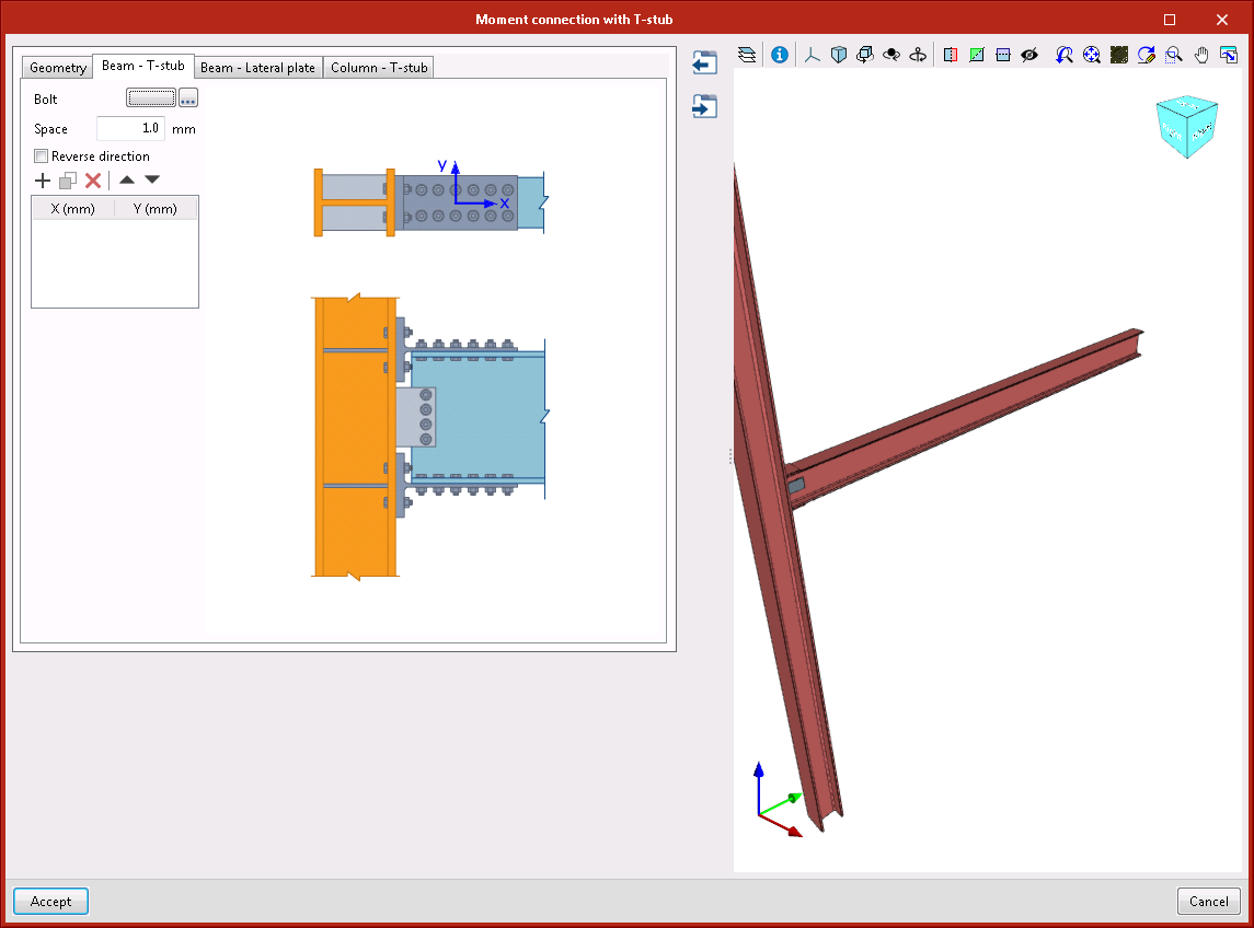 StruBIM Steel. New types of connections. Moment connection with double T-stub