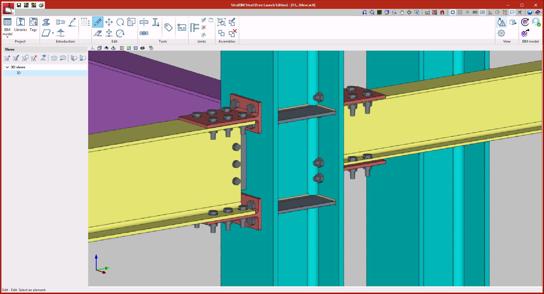 StruBIM Steel. New types of connections. Moment connection with double T-stub