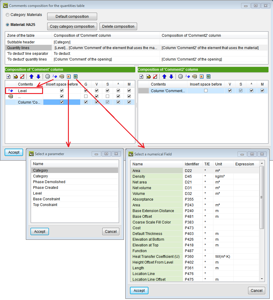 Bill of quantities of Revit models