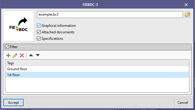 Applications with the Bill of Quantities tab. Tag filter to export to FIEBDC-3 (.bc3)