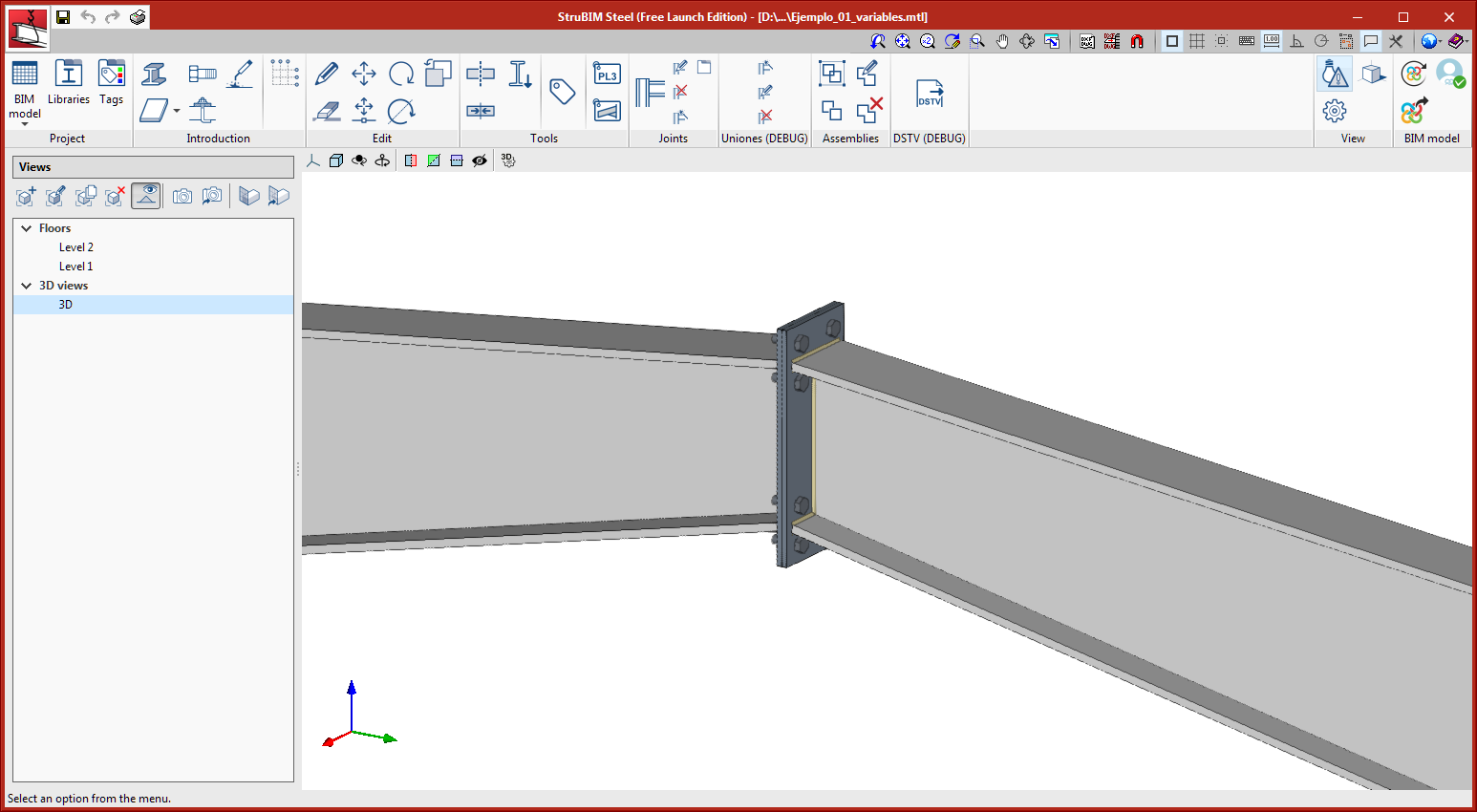 StruBIM Steel. Connection adaptations of reinforced variable depth sections