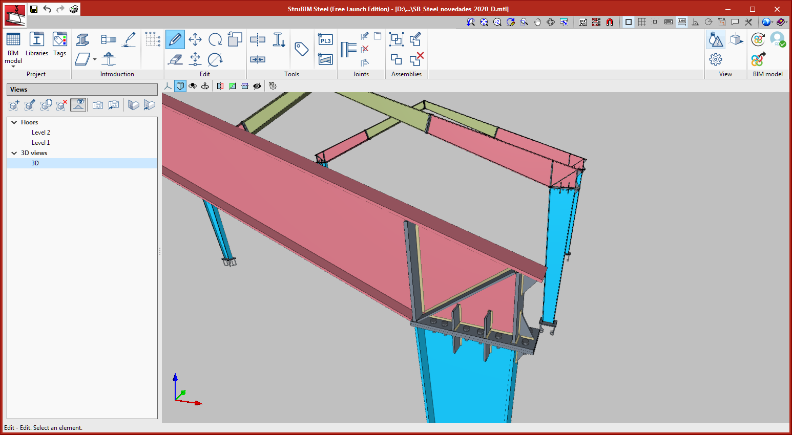 StruBIM Steel. Connections. Beam-to-column joint with built-up variable sections