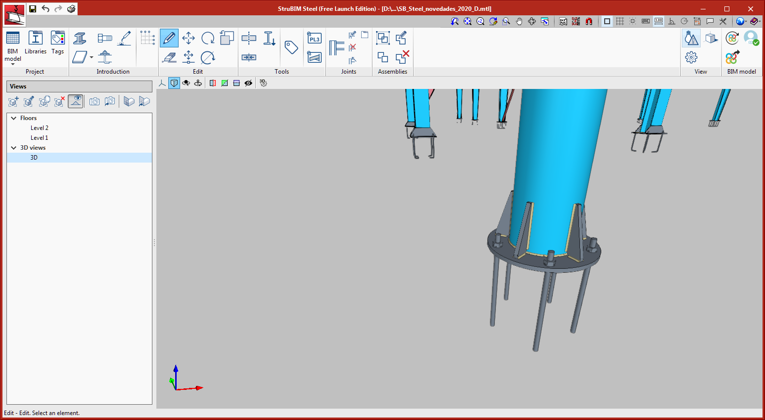 StruBIM Steel. Connections. Baseplate for circular tubes