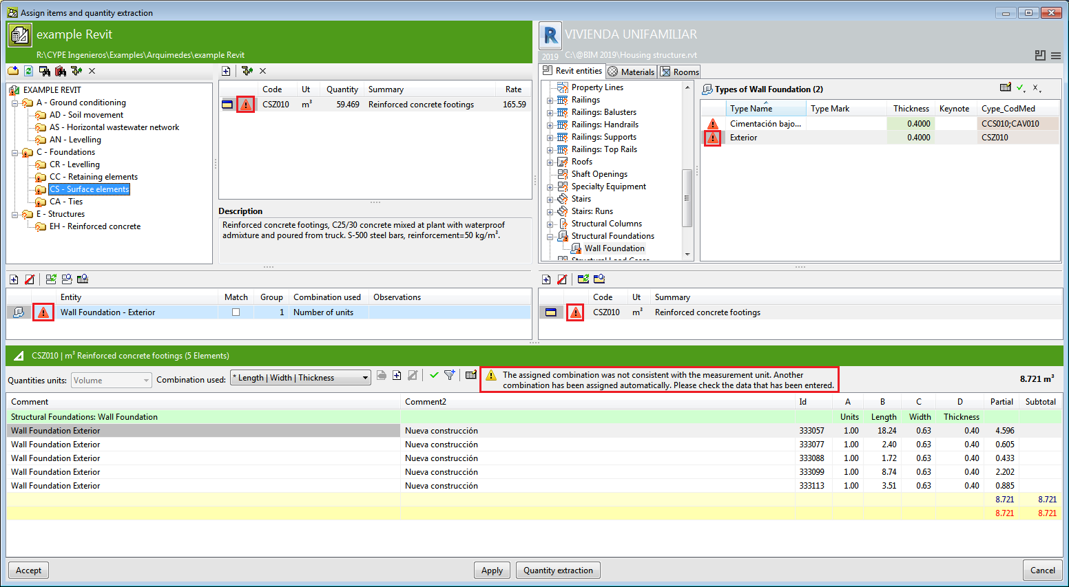Arquimedes. Bill of quantities of Revit models