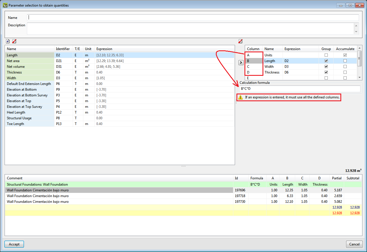 Arquimedes. Bill of quantities of Revit models