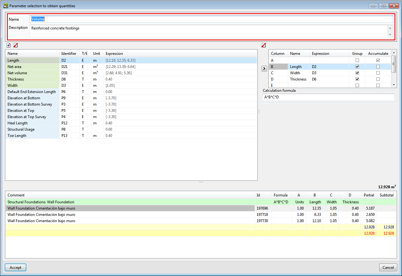 Arquimedes. Aids to identify user combinations in quantity extractions